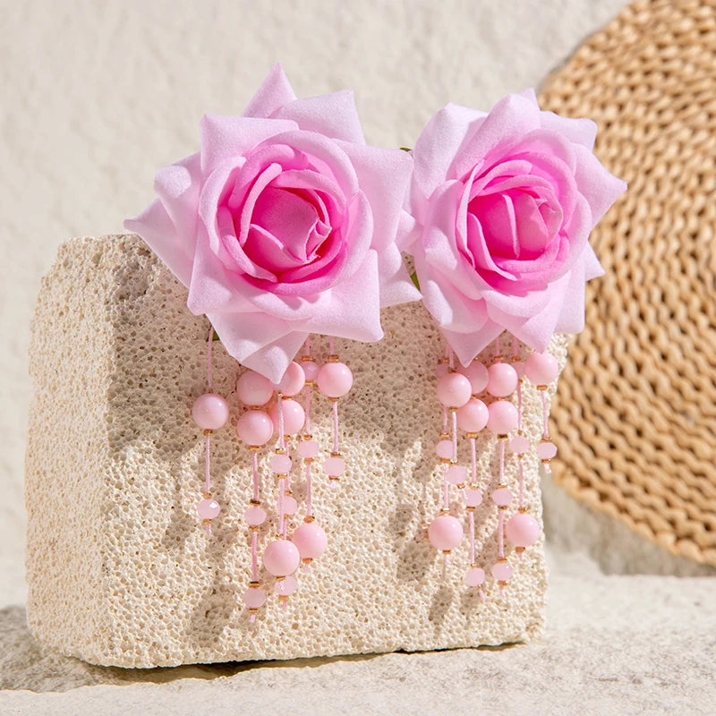 Fanci Multicolor Rose Flower Earrings