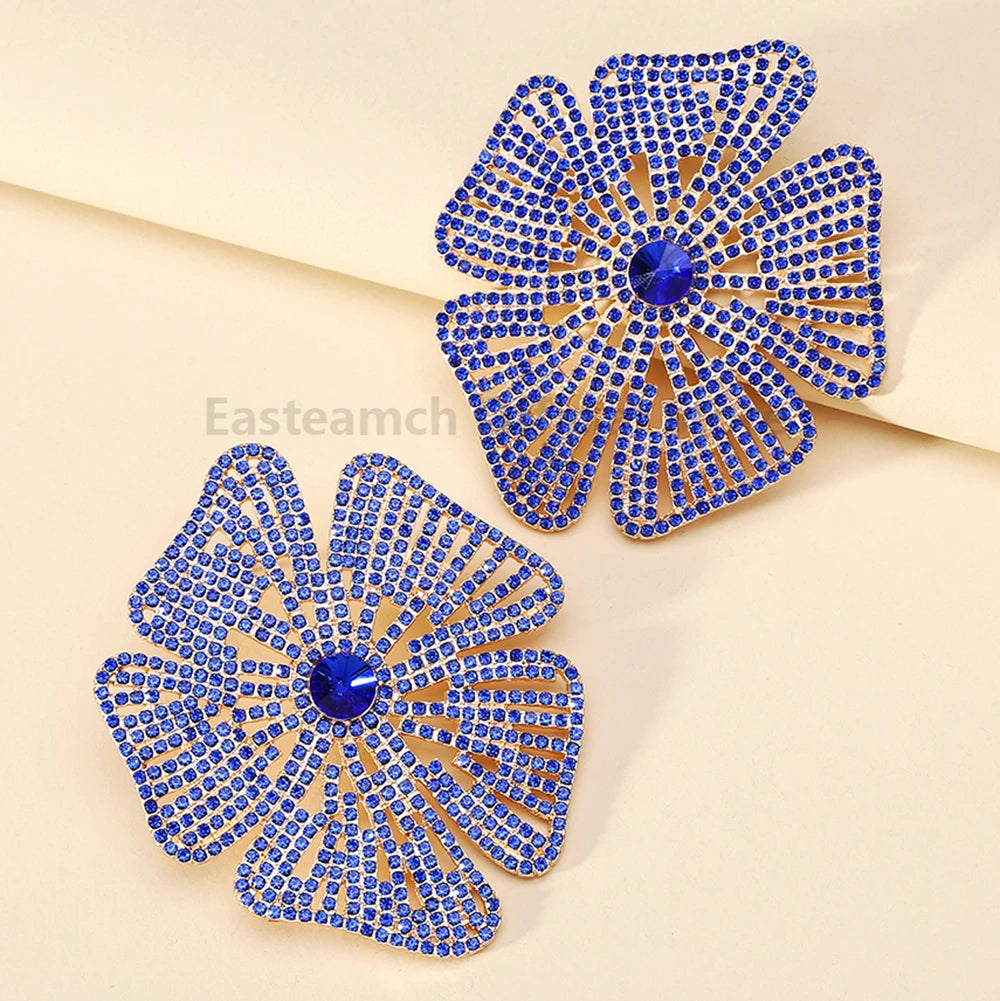 Luxury Design Flower Rhinestone Earrings - Fanci Goddess