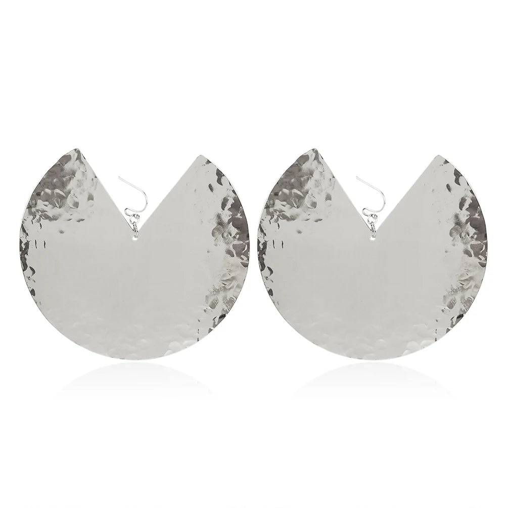 Punk Oversized Fan-shaped Stainless Steel Earrings