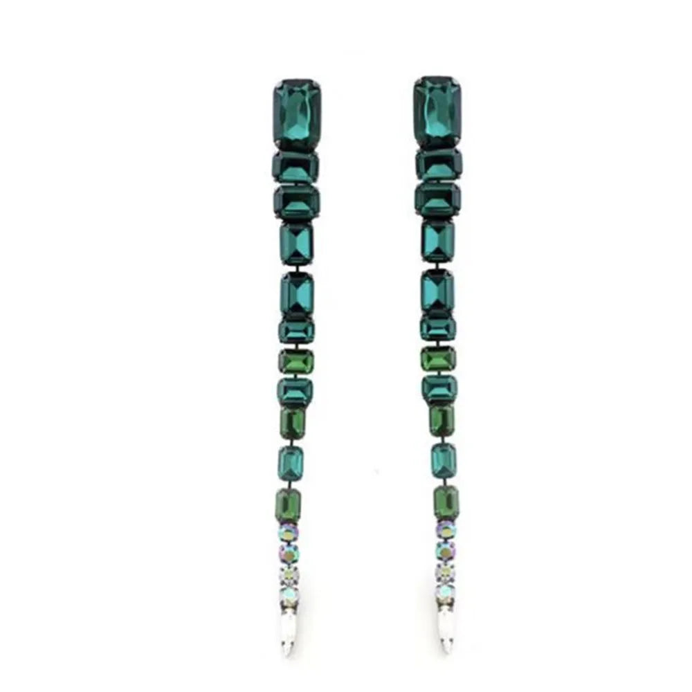 Crystal Acrylic Long Tassel Drop Earrings
