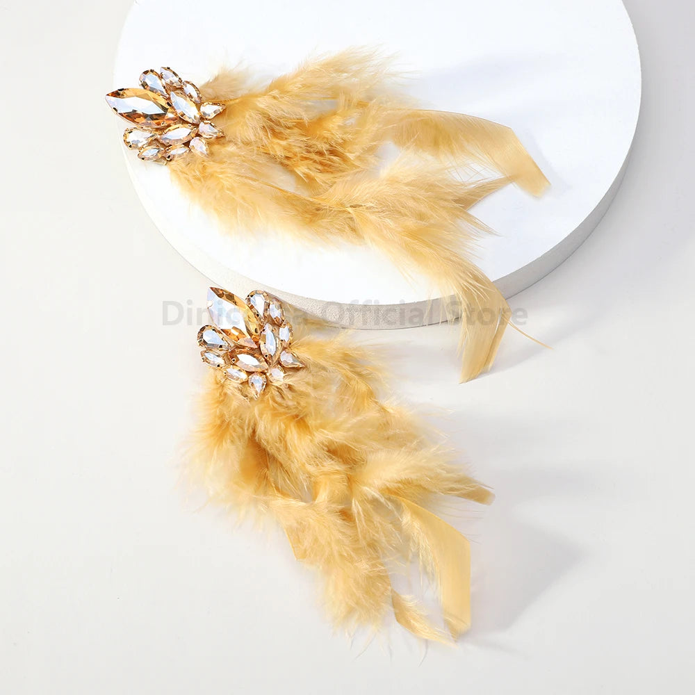 Feather Decor Dangle Drop Earrings - Fanci Goddess