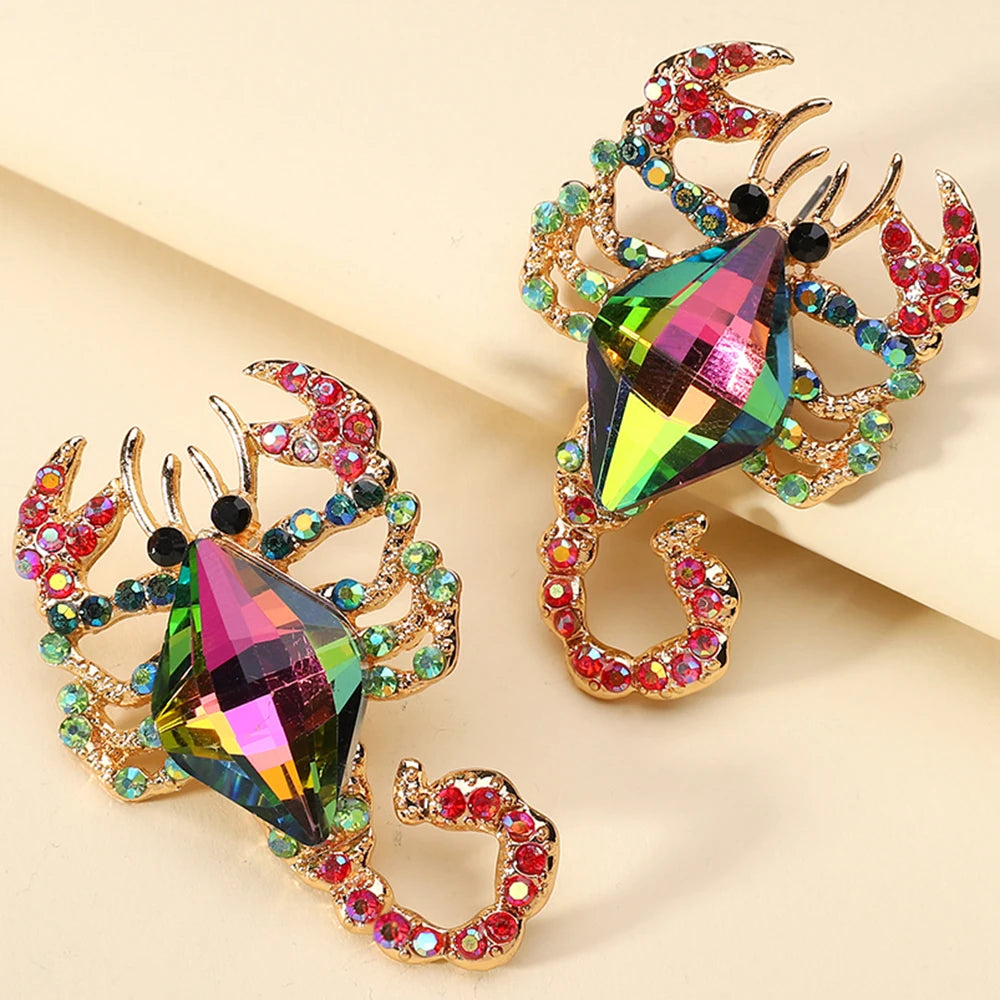 Multicolor Animal Scorpion Geometric Glass Stud Earring