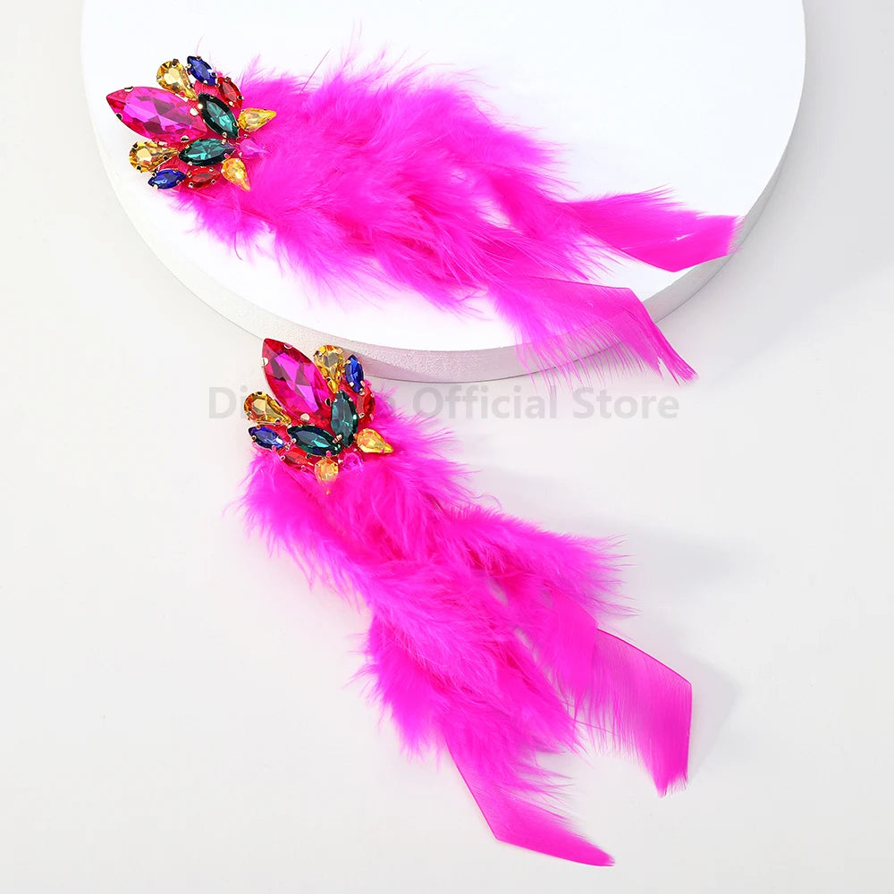 Feather Decor Dangle Drop Earrings