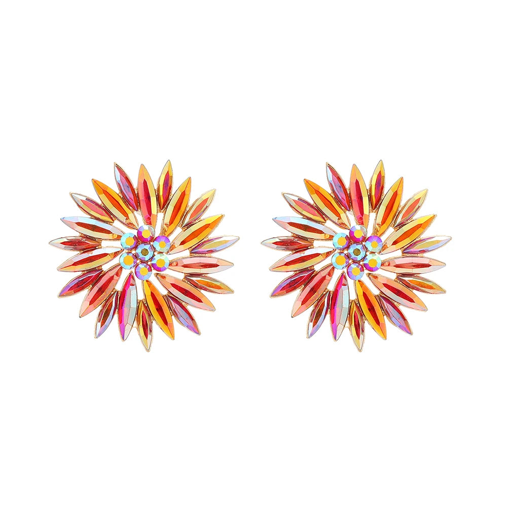 Sunflower Rhinestone Stud Earrings - Fanci Goddess