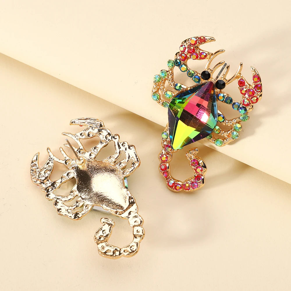 Multicolor Animal Scorpion Geometric Glass Stud Earring - Fanci Goddess