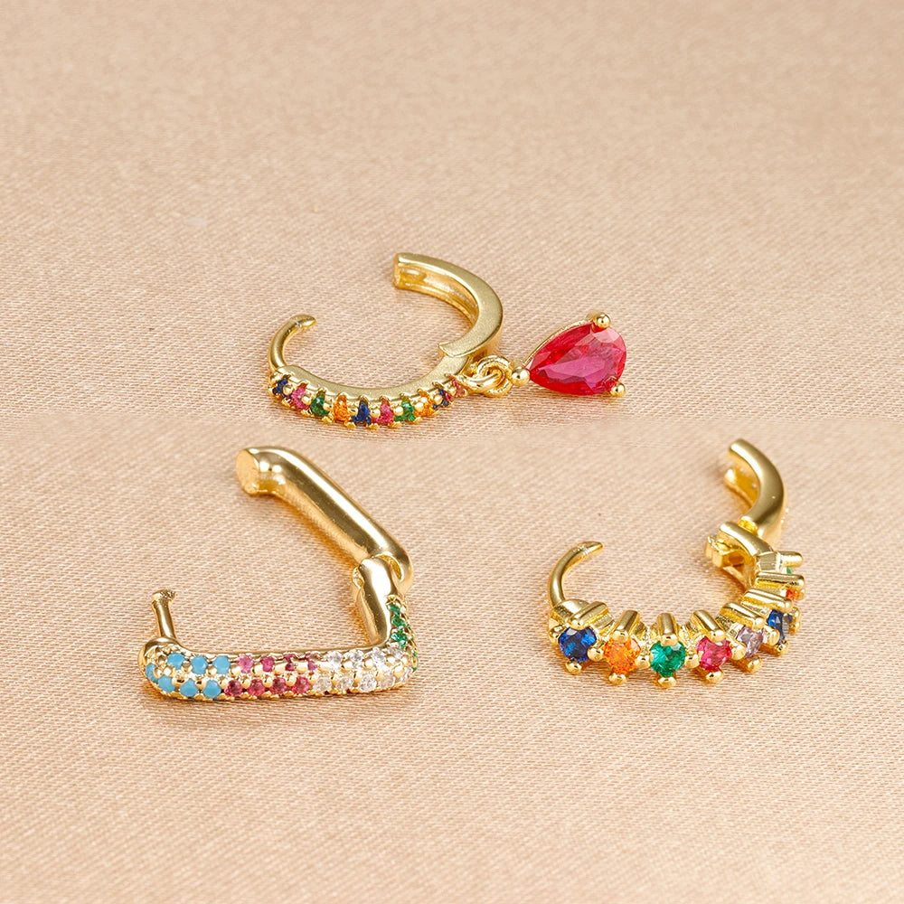 3PCS Fashion Cubic Zirconia Water Drop Pendant Earring Set