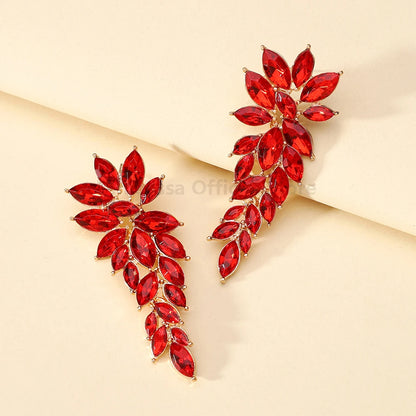 Classic Vintage Design Leaves Rhinestone Earrings - Fanci Goddess