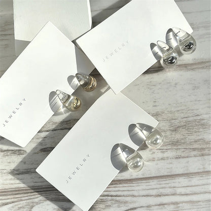 Transparent Clear Resin Copper Ball Earrings - Fanci Goddess