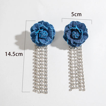 Tocona Pretty Big Rose Flowers Drop Earrings - Fanci Goddess