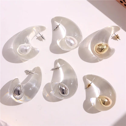 Transparent Clear Resin Copper Ball Earrings - Fanci Goddess