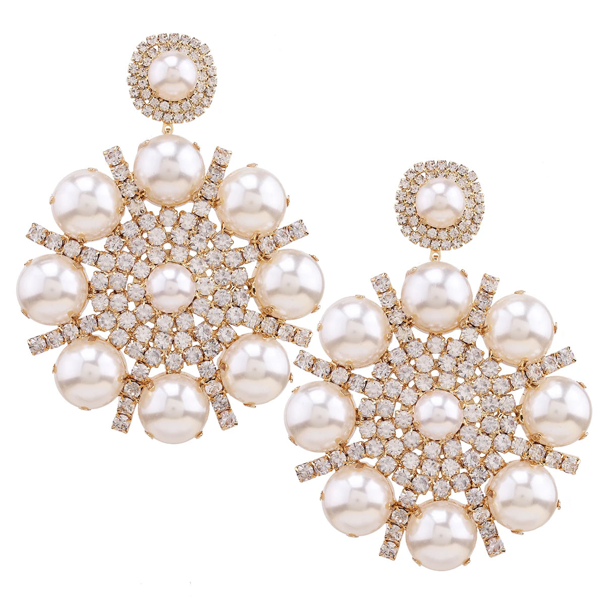 Exaggerated Elegant Beaded Imitation Pearl Earrings - Fanci Goddess