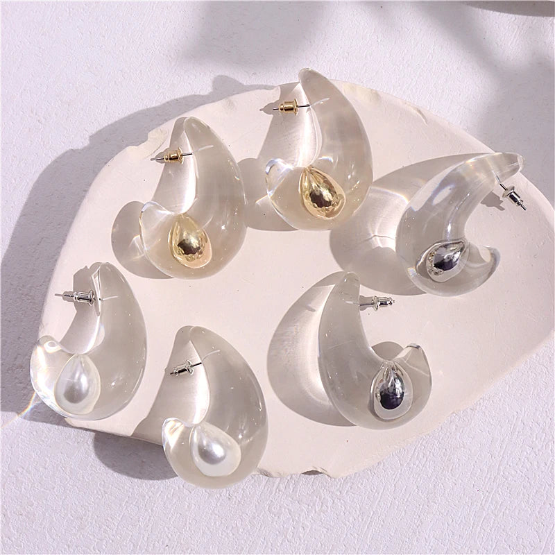 Transparent Clear Resin Copper Ball Earrings - Fanci Goddess