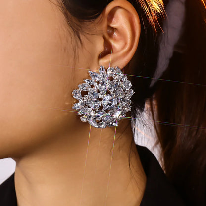 Round Rhinestone Clip on Bling Earrings - Fanci Goddess