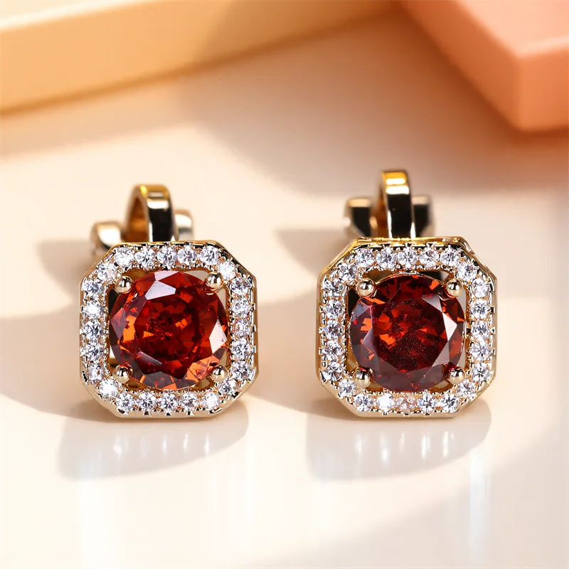 Trendy White Zircon Round Stone Clip on Earrings - Fanci Goddess