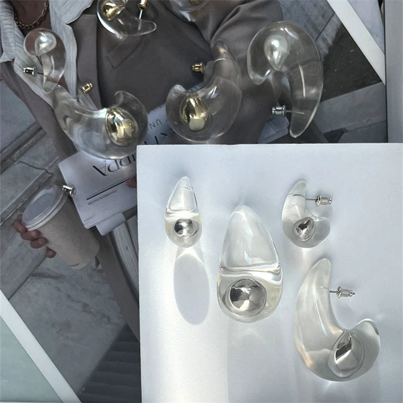 Transparent Clear Resin Copper Ball Earrings - Fanci Goddess