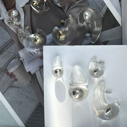 Transparent Clear Resin Copper Ball Earrings - Fanci Goddess