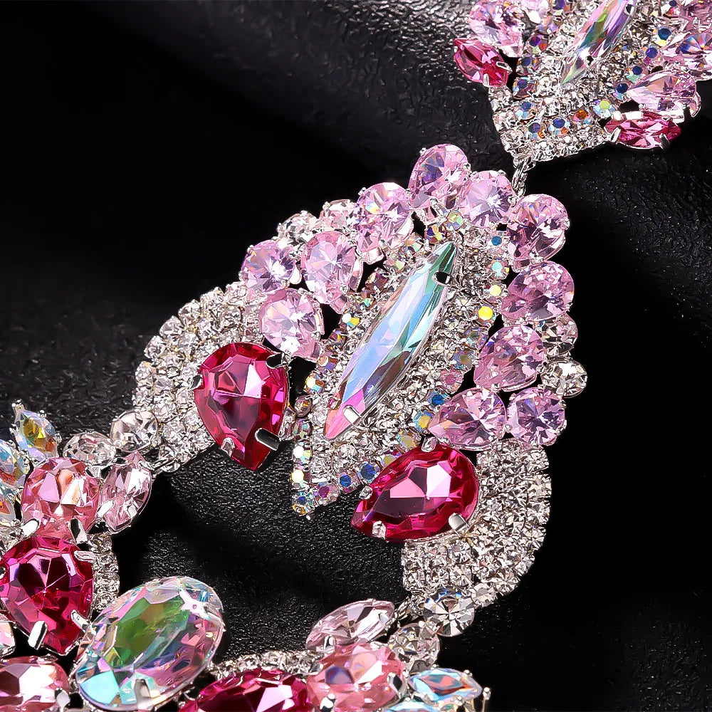 Pink Feather Exaggerate Earrings
