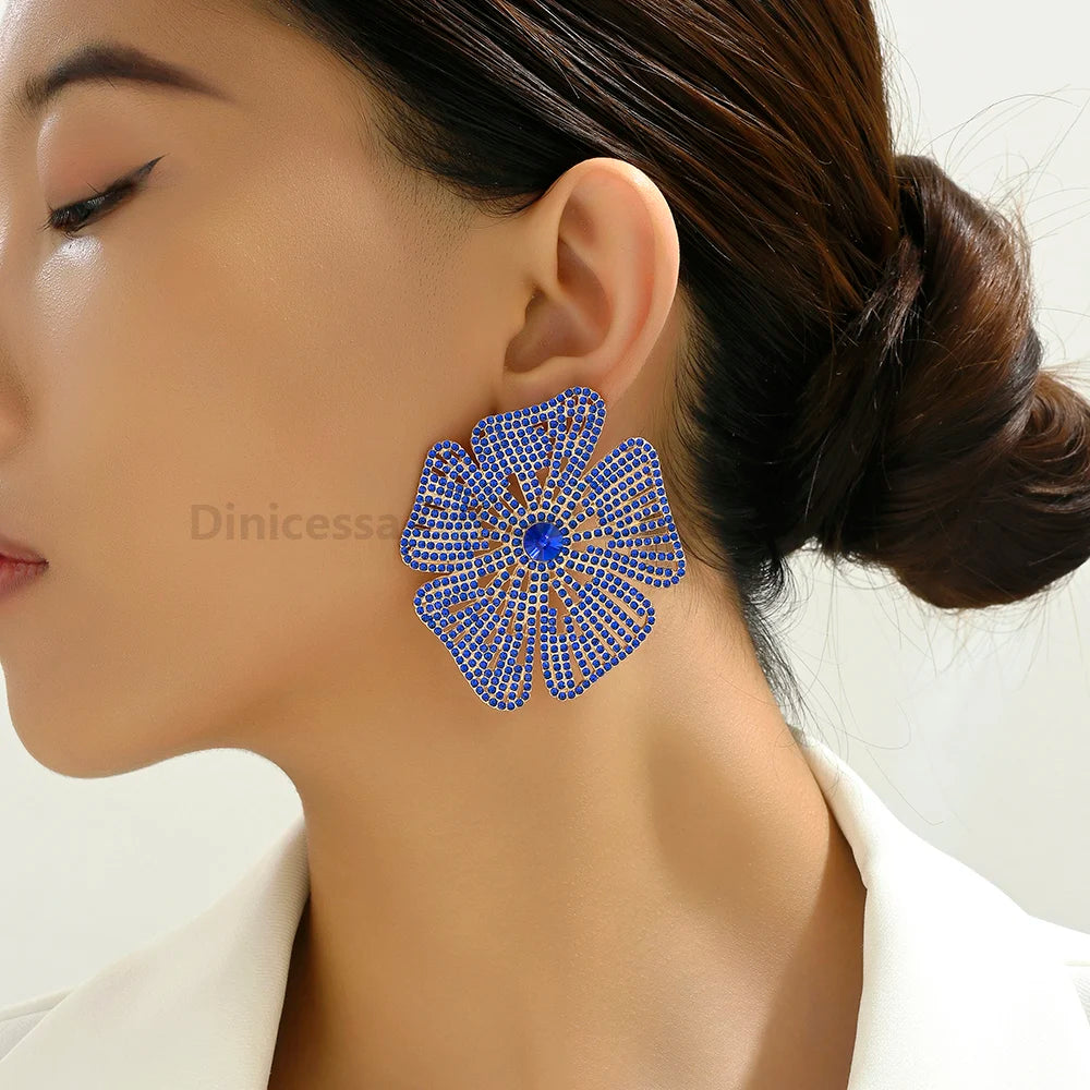 Luxury Design Flower Rhinestone Earrings - Fanci Goddess