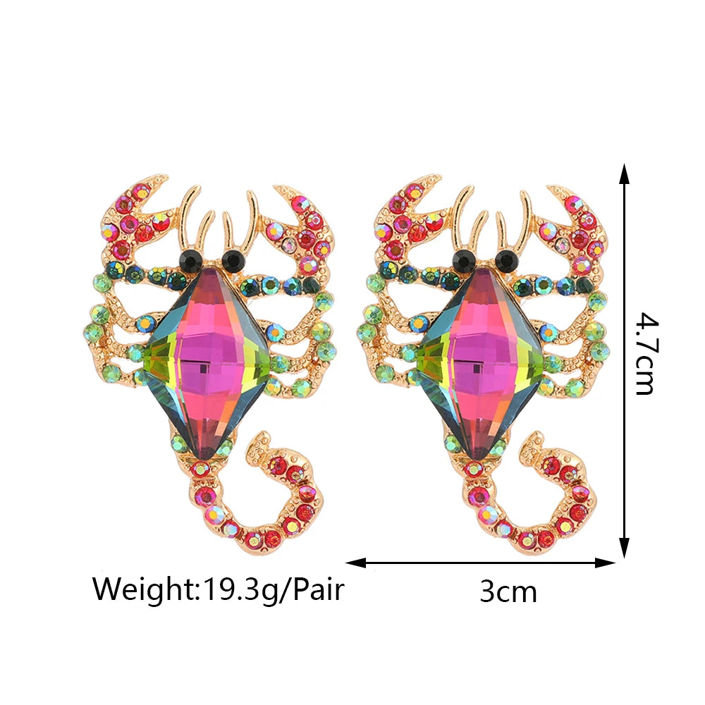 Multicolor Animal Scorpion Geometric Glass Stud Earring - Fanci Goddess