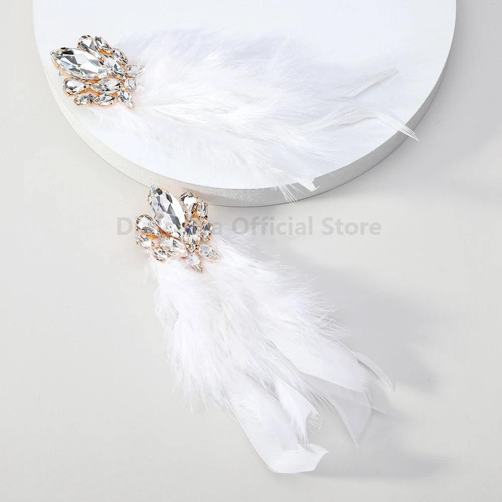 Feather Decor Dangle Drop Earrings