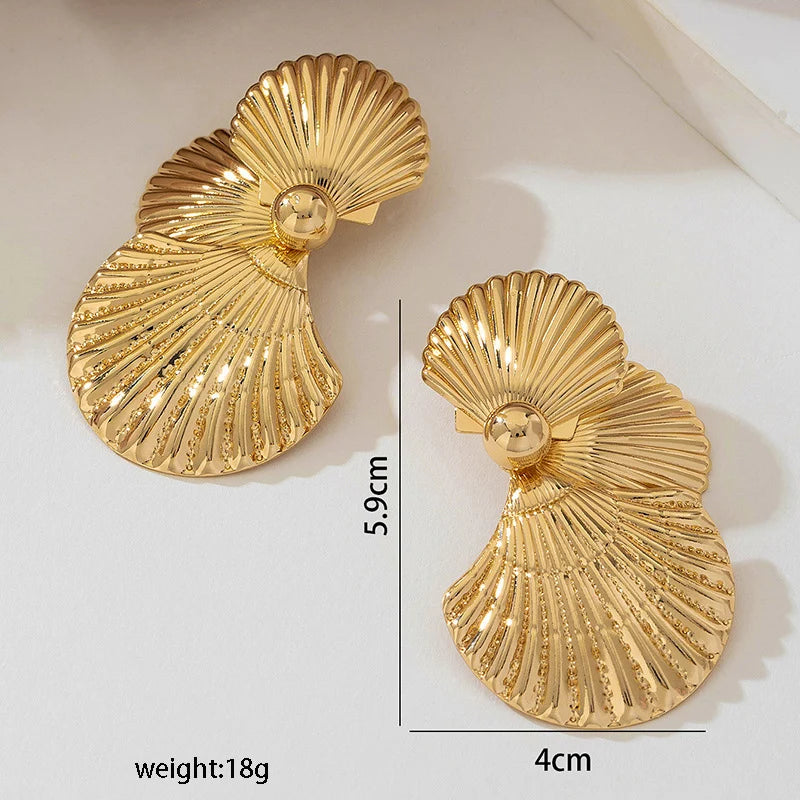Large Metal Shell Post Earrings - Fanci Goddess
