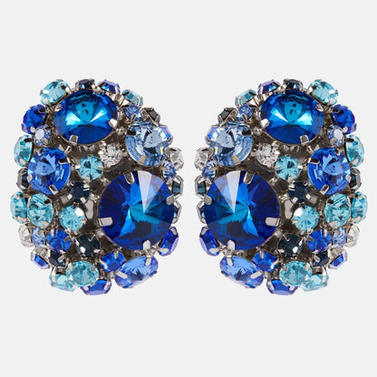 Round Crystal Colorful Rhinestone clip on Earrings - Fanci Goddess