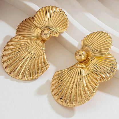 Large Metal Shell Post Earrings - Fanci Goddess