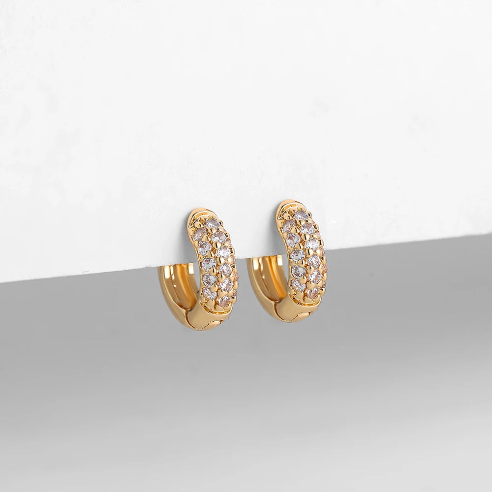 Stainless steel Gold Plated CZ Zircon Earrings
