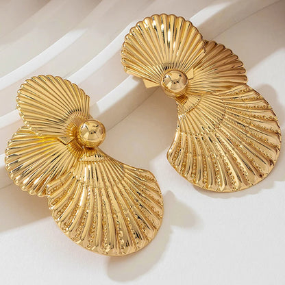 Large Metal Shell Post Earrings - Fanci Goddess
