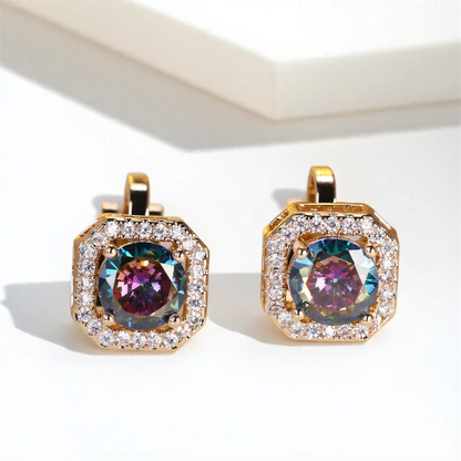 Trendy White Zircon Round Stone Clip on Earrings - Fanci Goddess