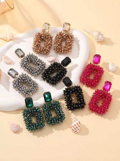 Square Crystal Drop Earrings - Fanci Goddess