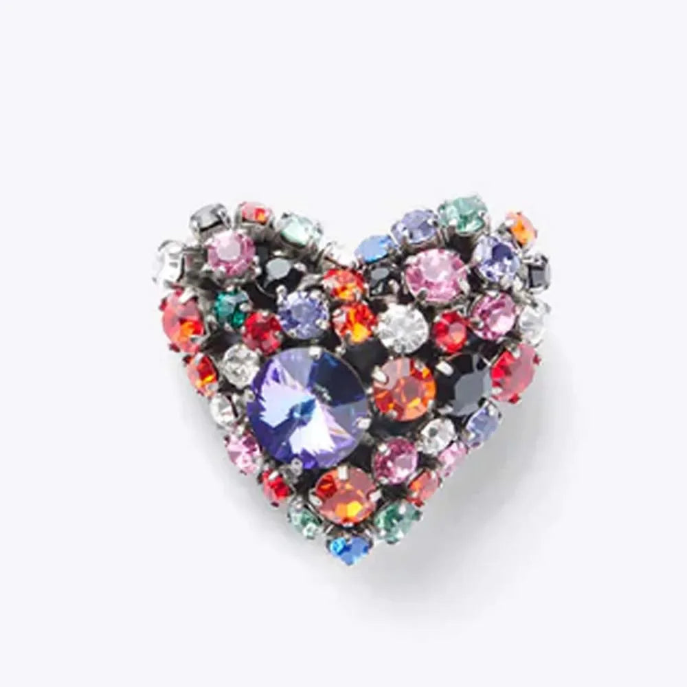 Crystal Multi color Heart Clip on Cuff Earrings - Fanci Goddess
