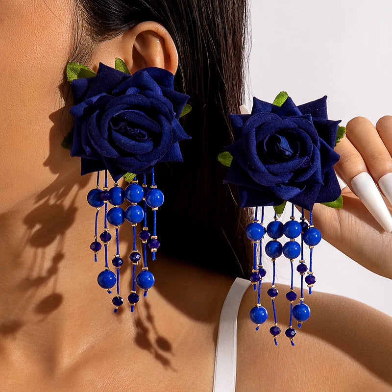 Fanci Multicolor Rose Flower Earrings
