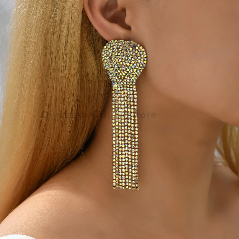 Charm Heart Shiny Rhinestone Earrings - Fanci Goddess