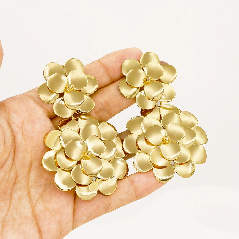Sunshine Stainless Steel Flowers Gold Plated Earrings - Fanci Goddess