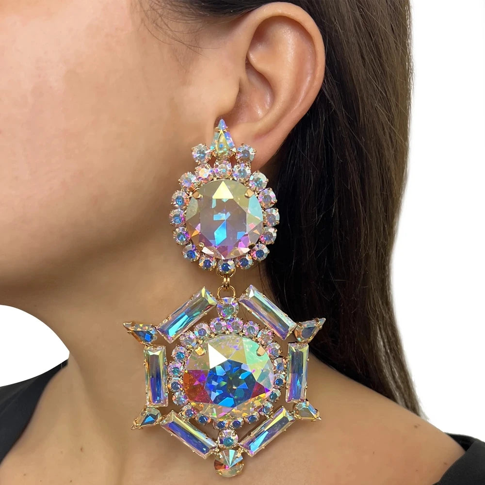 AB Rhinestone Ear Clip on Earrings