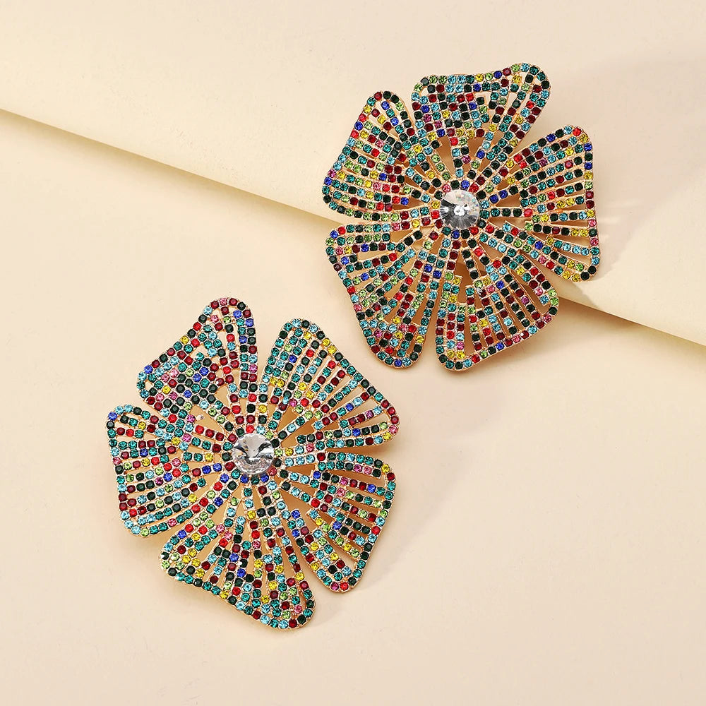 Luxury Design Flower Rhinestone Earrings - Fanci Goddess