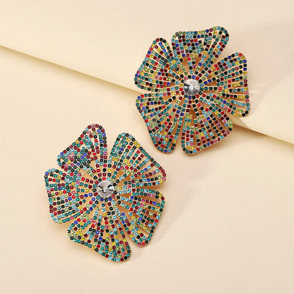 Luxury Design Flower Rhinestone Earrings - Fanci Goddess