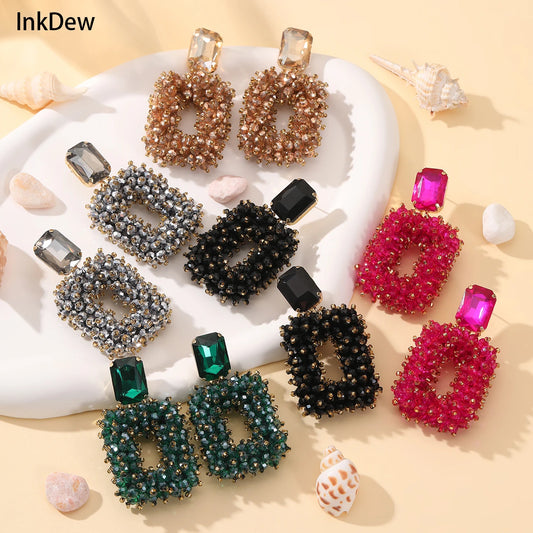 Square Crystal Drop Earrings
