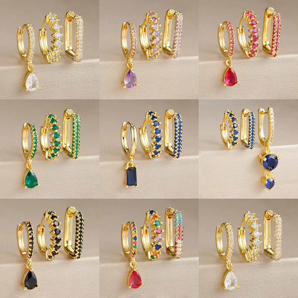 3PCS Fashion Cubic Zirconia Water Drop Pendant Earring Set - Fanci Goddess