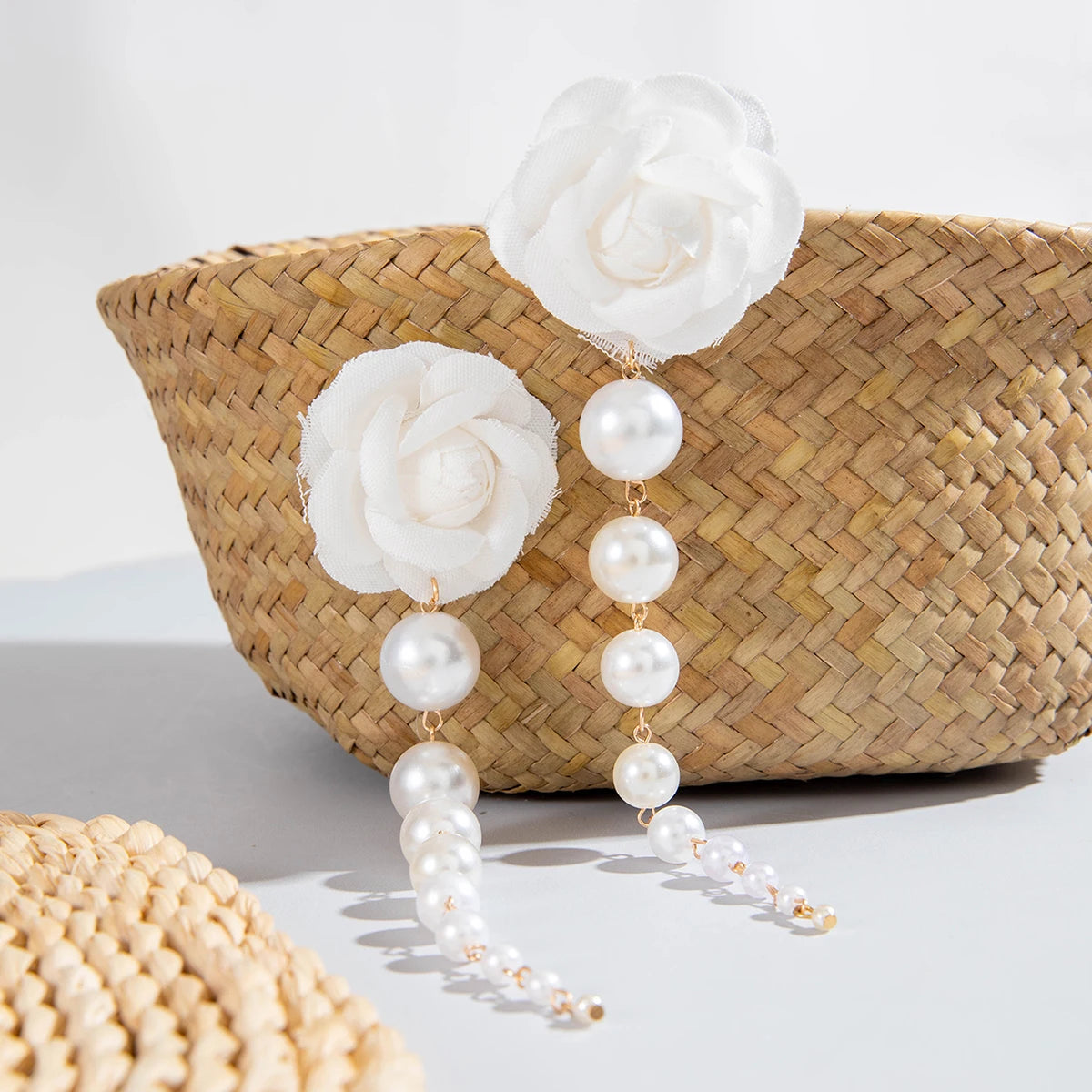 Tocona Pretty Big Rose Flowers Drop Earrings