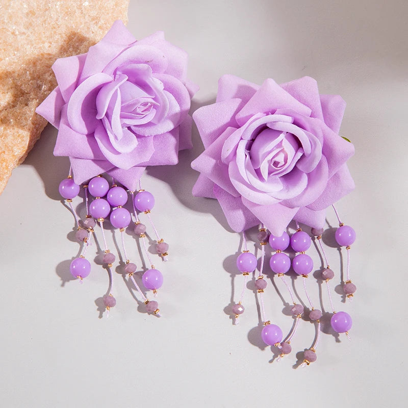 Fanci Multicolor Rose Flower Earrings - Fanci Goddess