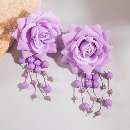 Fanci Multicolor Rose Flower Earrings - Fanci Goddess