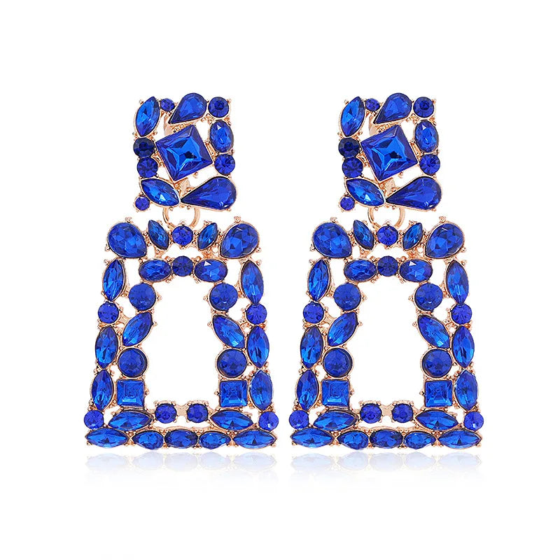 Ethnic Colorful Crystal Clip on Earrings
