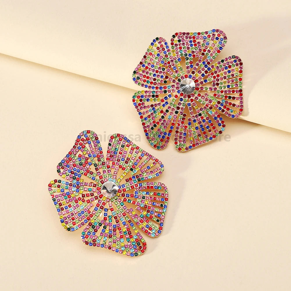 Luxury Design Flower Rhinestone Earrings - Fanci Goddess