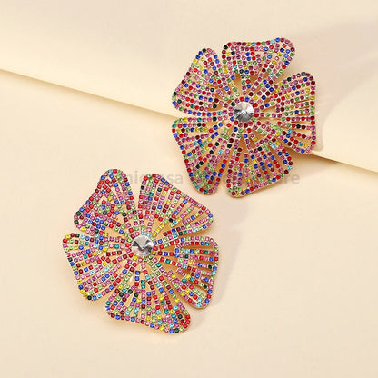 Luxury Design Flower Rhinestone Earrings - Fanci Goddess