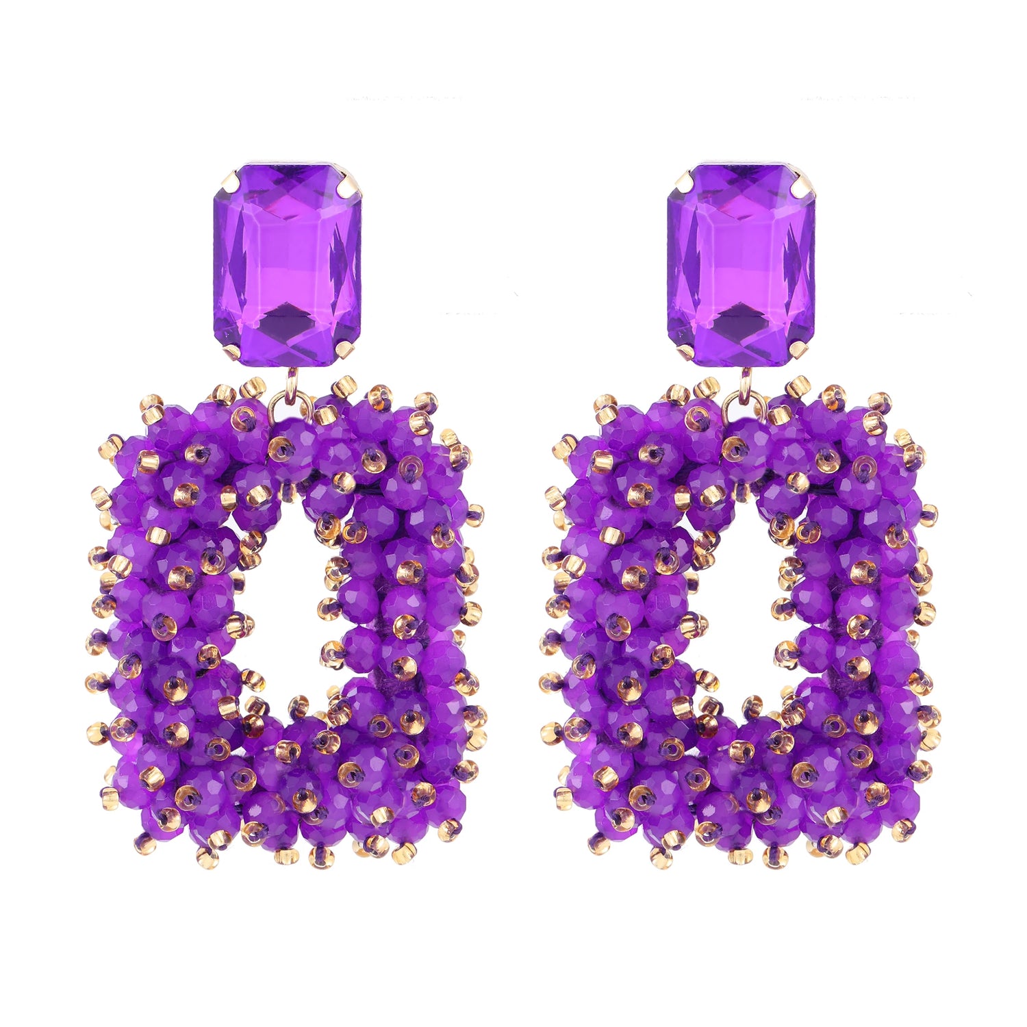 Square Crystal Drop Earrings - Fanci Goddess
