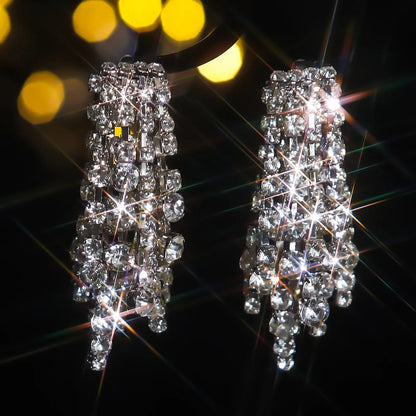 Sparking Tassel Rhinestone Earrings - Fanci Goddess