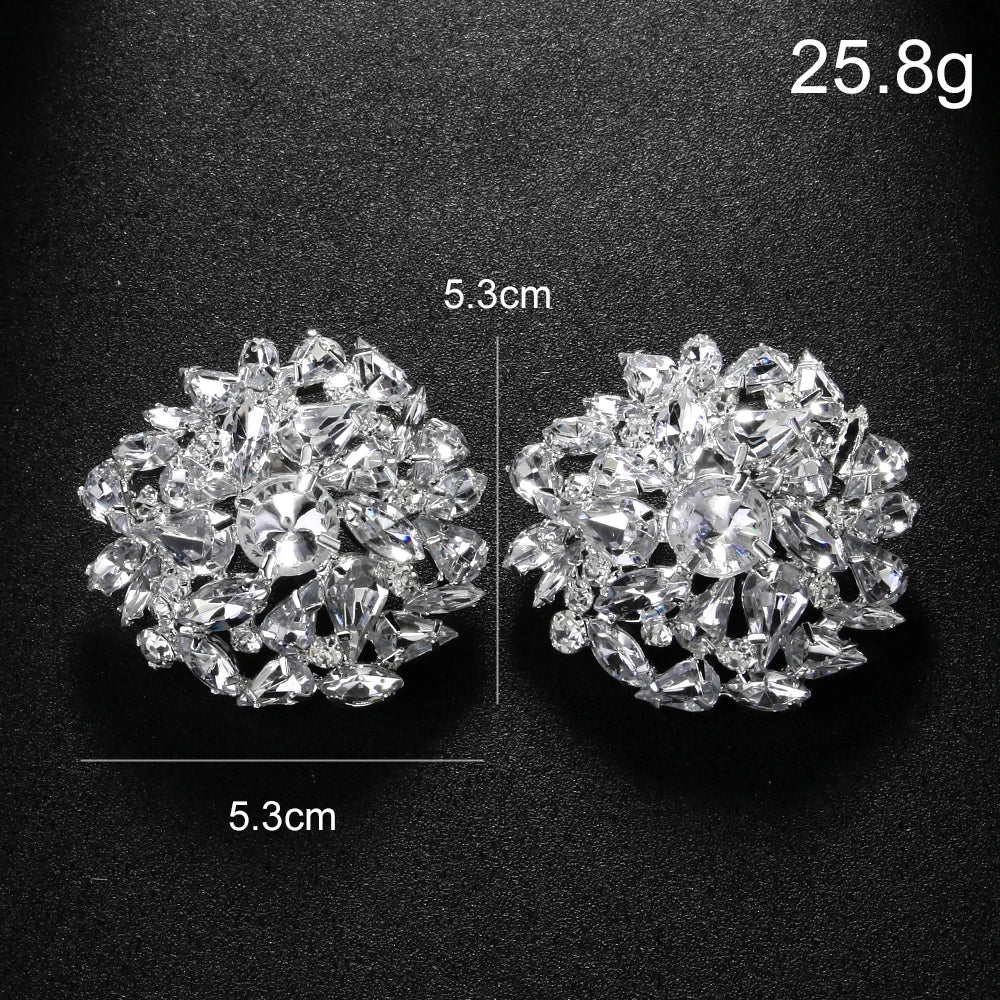 Round Rhinestone Clip on Bling Earrings - Fanci Goddess