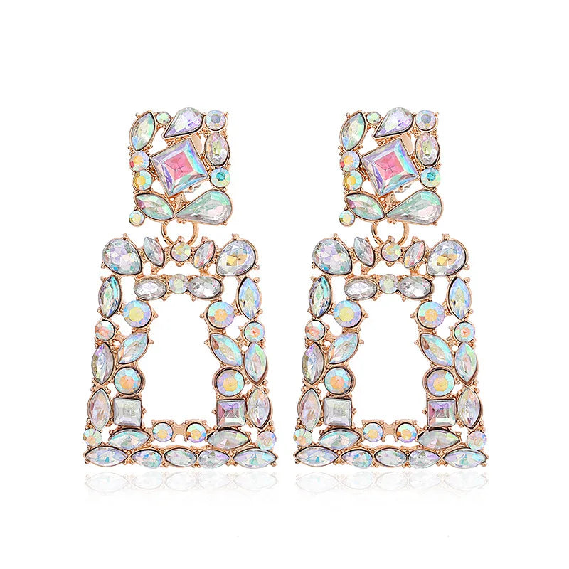 Ethnic Colorful Crystal Clip on Earrings